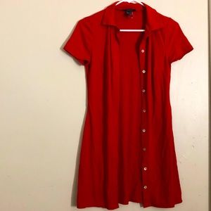 Forever 21 Red Collared T-Shirt Dress